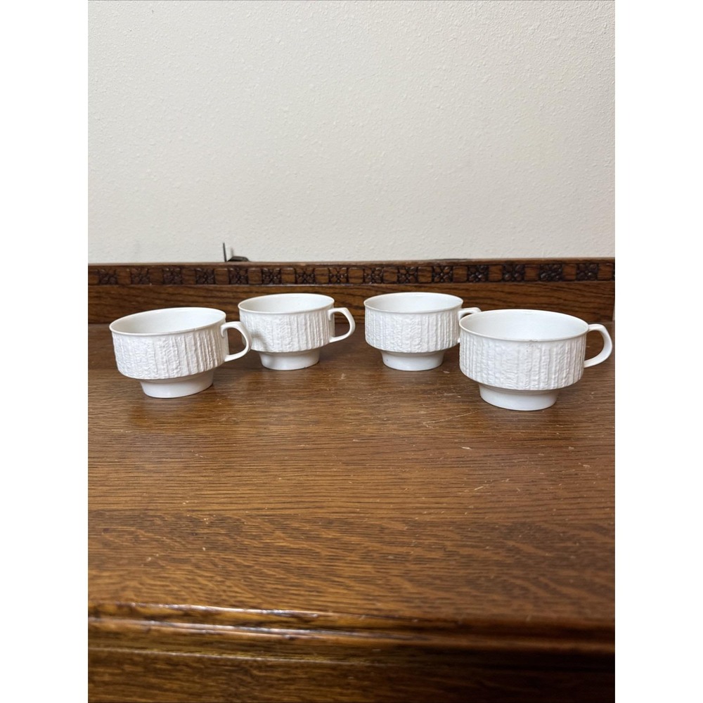 Thomas Germany Arcta Bisque Band MCM Footed Cups Set 4 Rosenthal